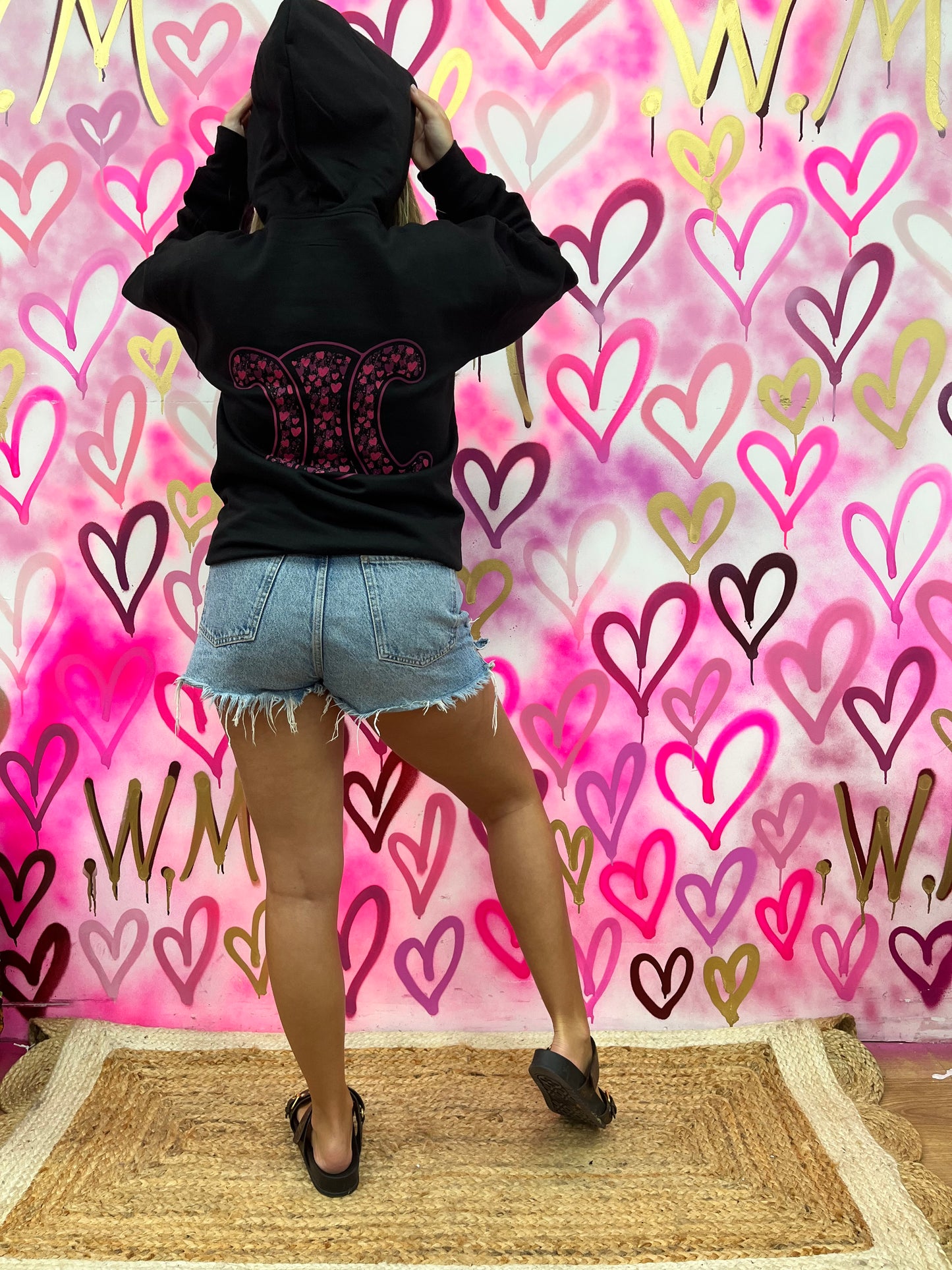 CiCi “Pink Hearts” Black Hoodie