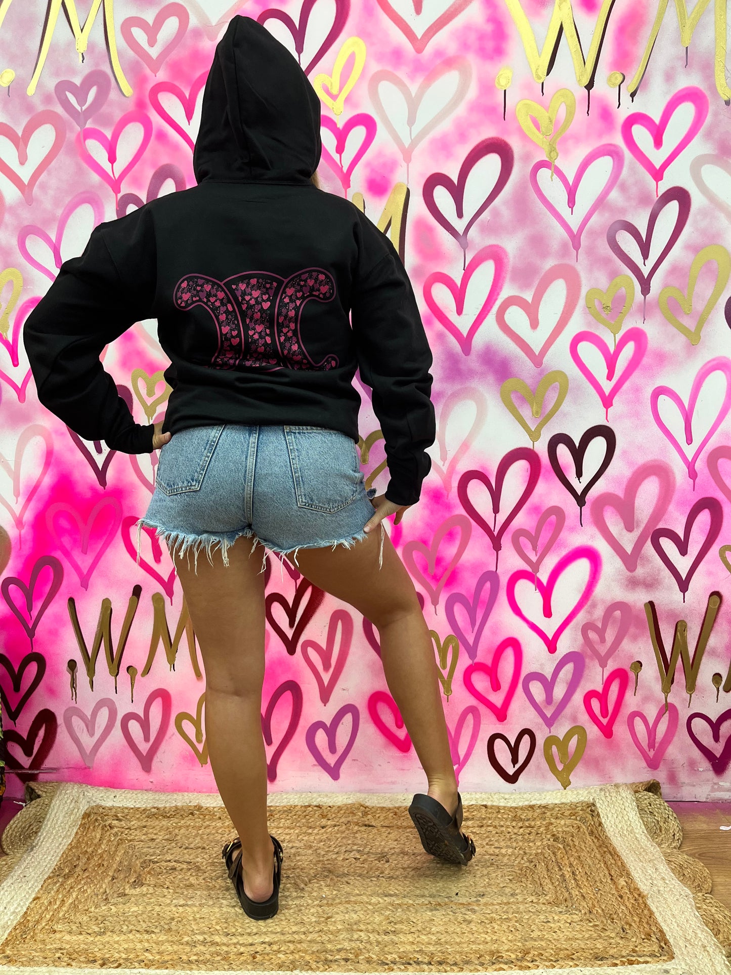 CiCi “Pink Hearts” Black Hoodie