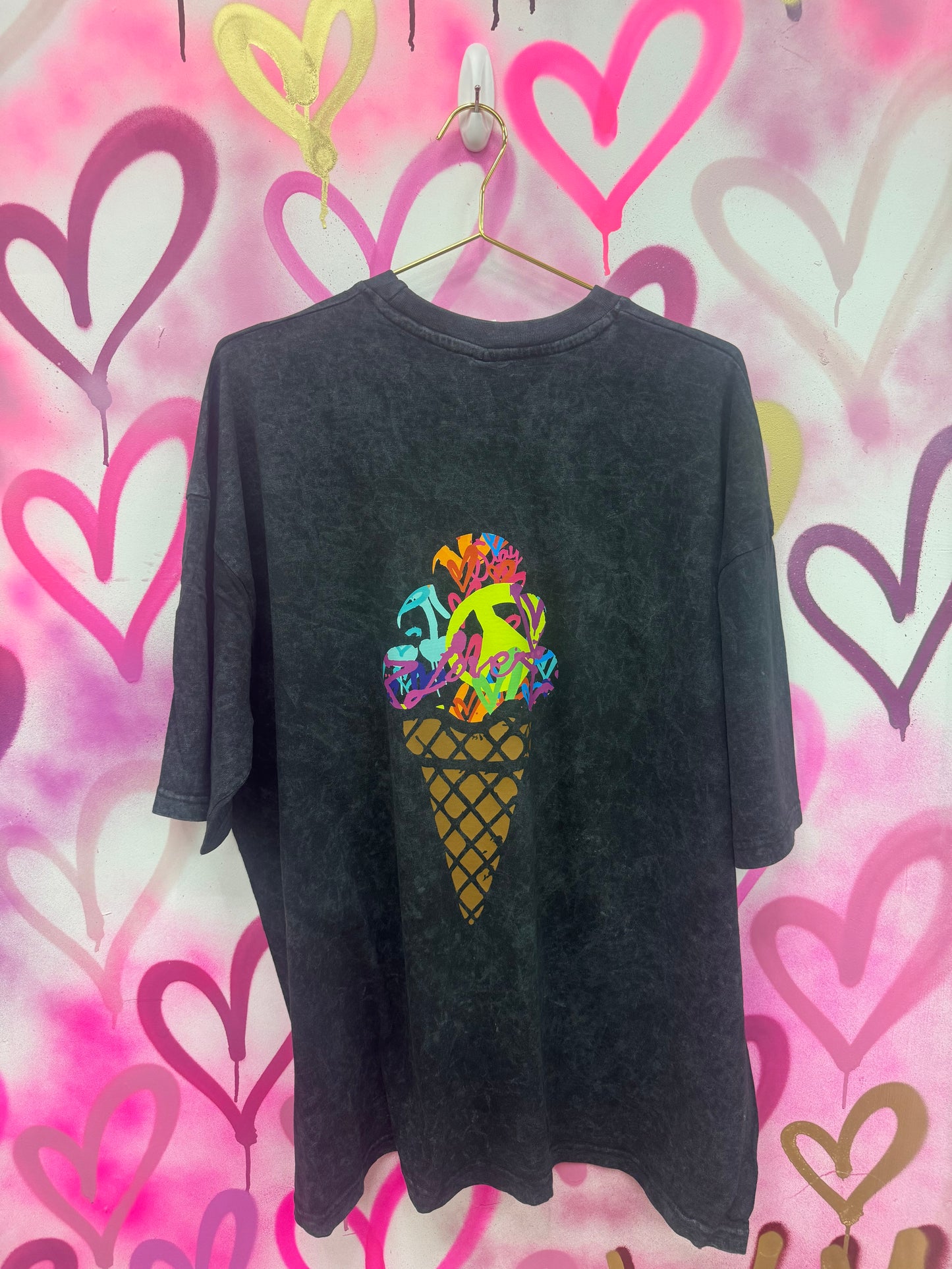 Ice Cream “Rainbow Collage” - Acid Wash T-Shirt