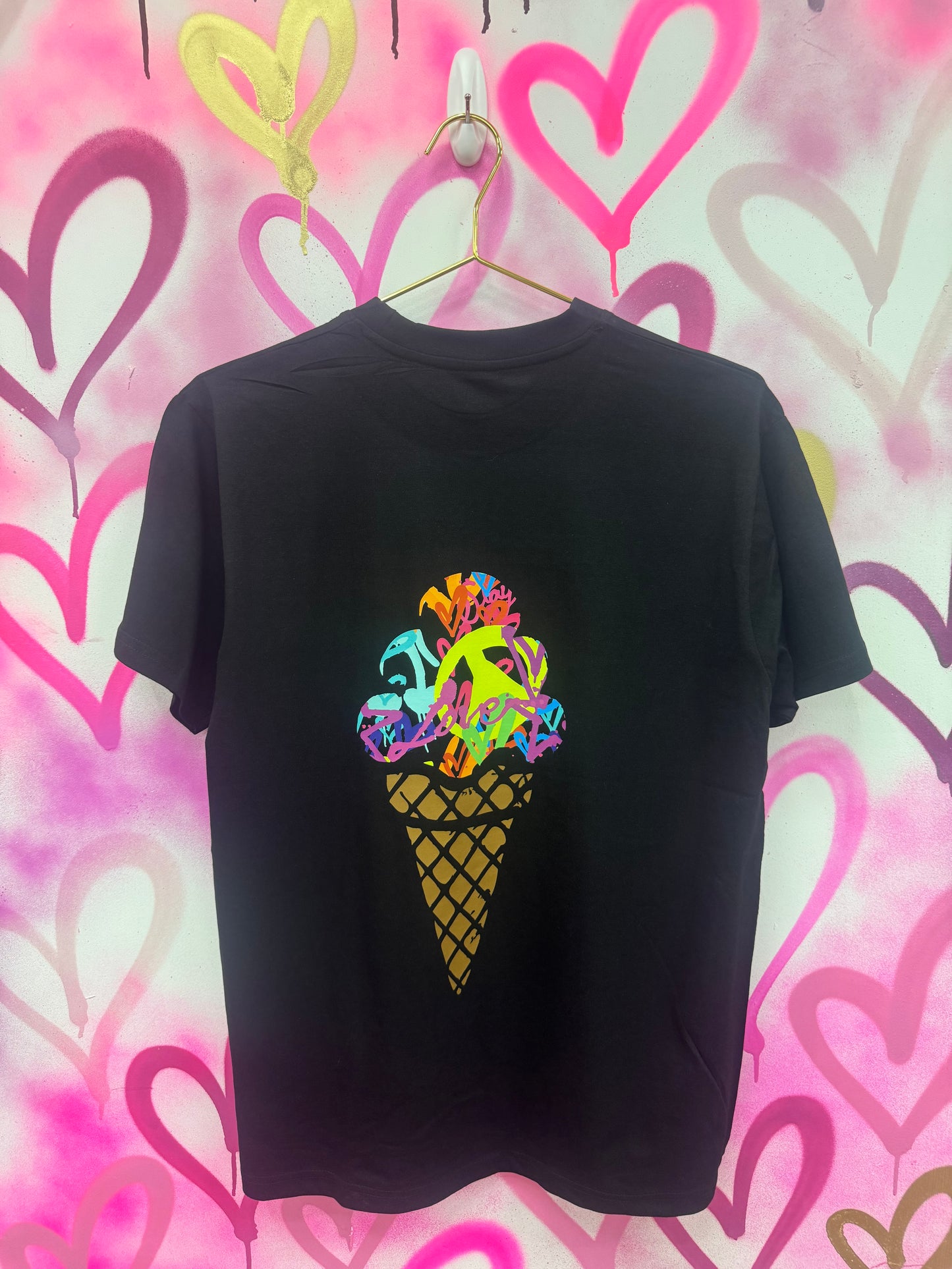 Ice Cream “Rainbow Collage” - Black T-Shirt