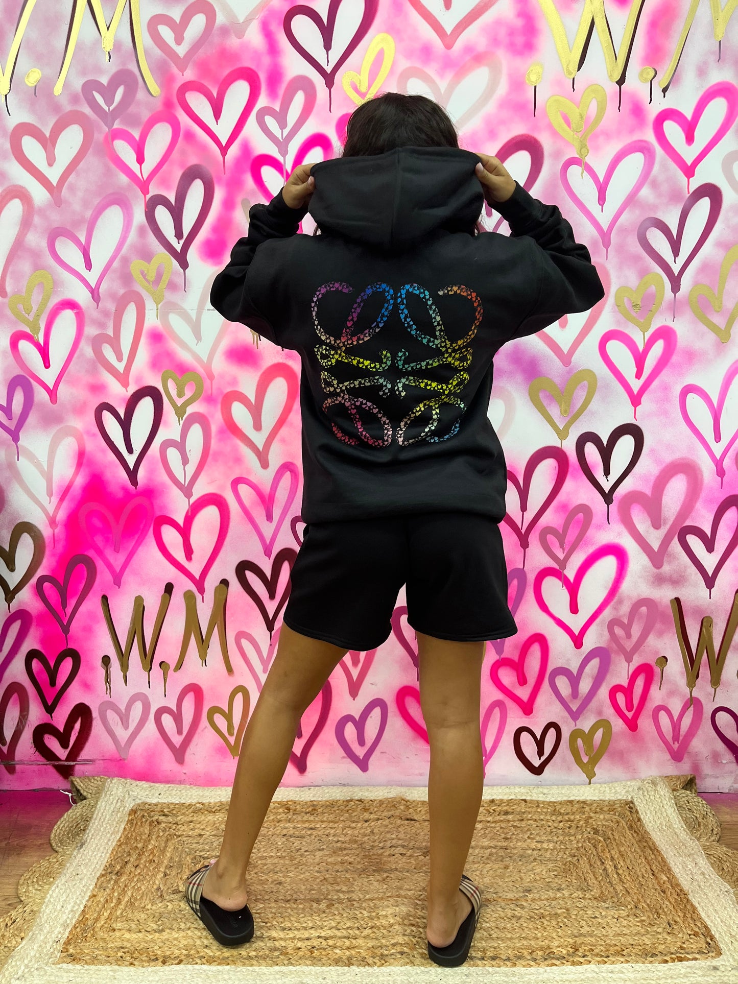 Lola “Rainbow Hearts” Black Hoodie