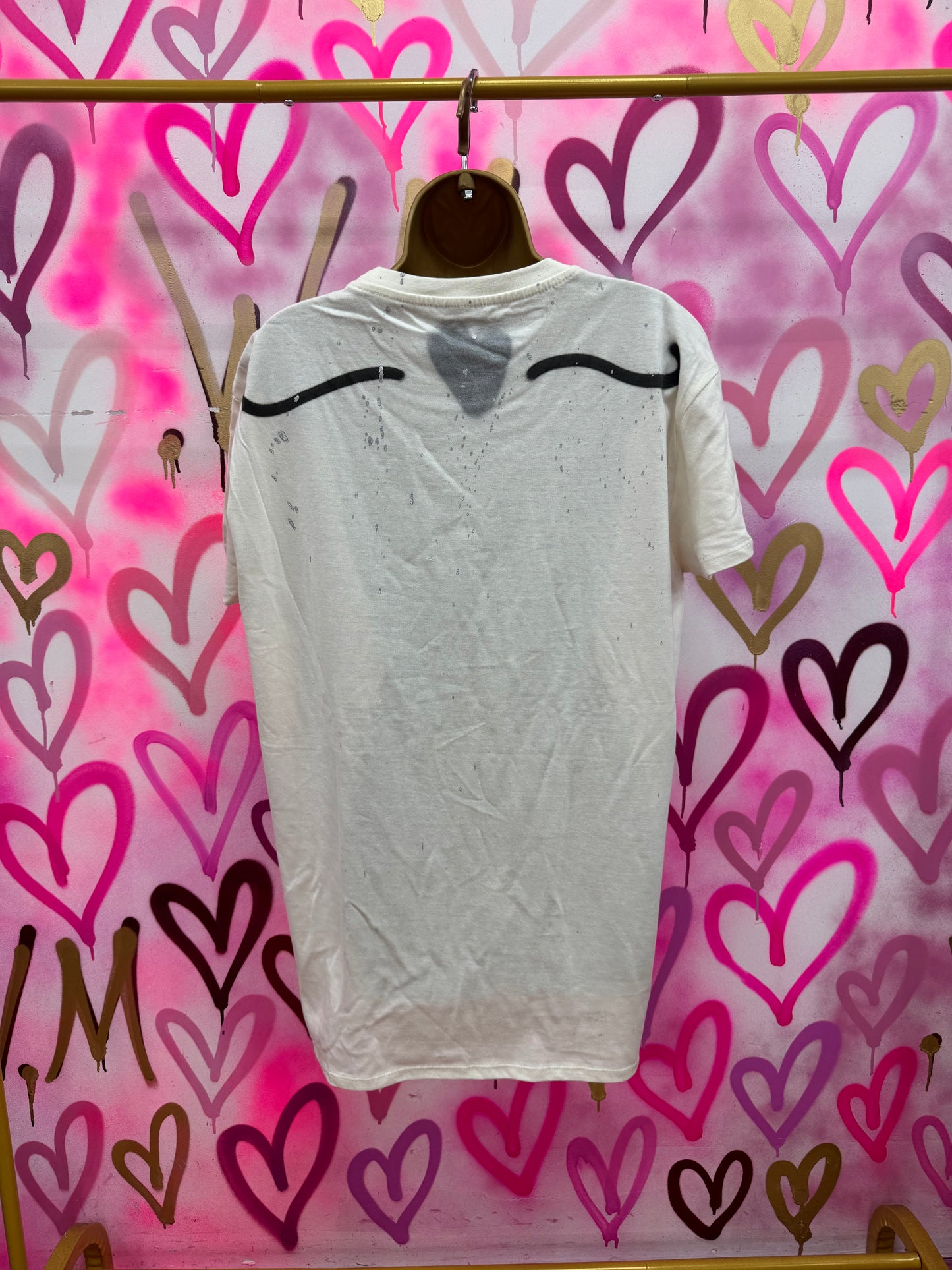 Drip City “Silver & Black” - Cream T-Shirt Dress