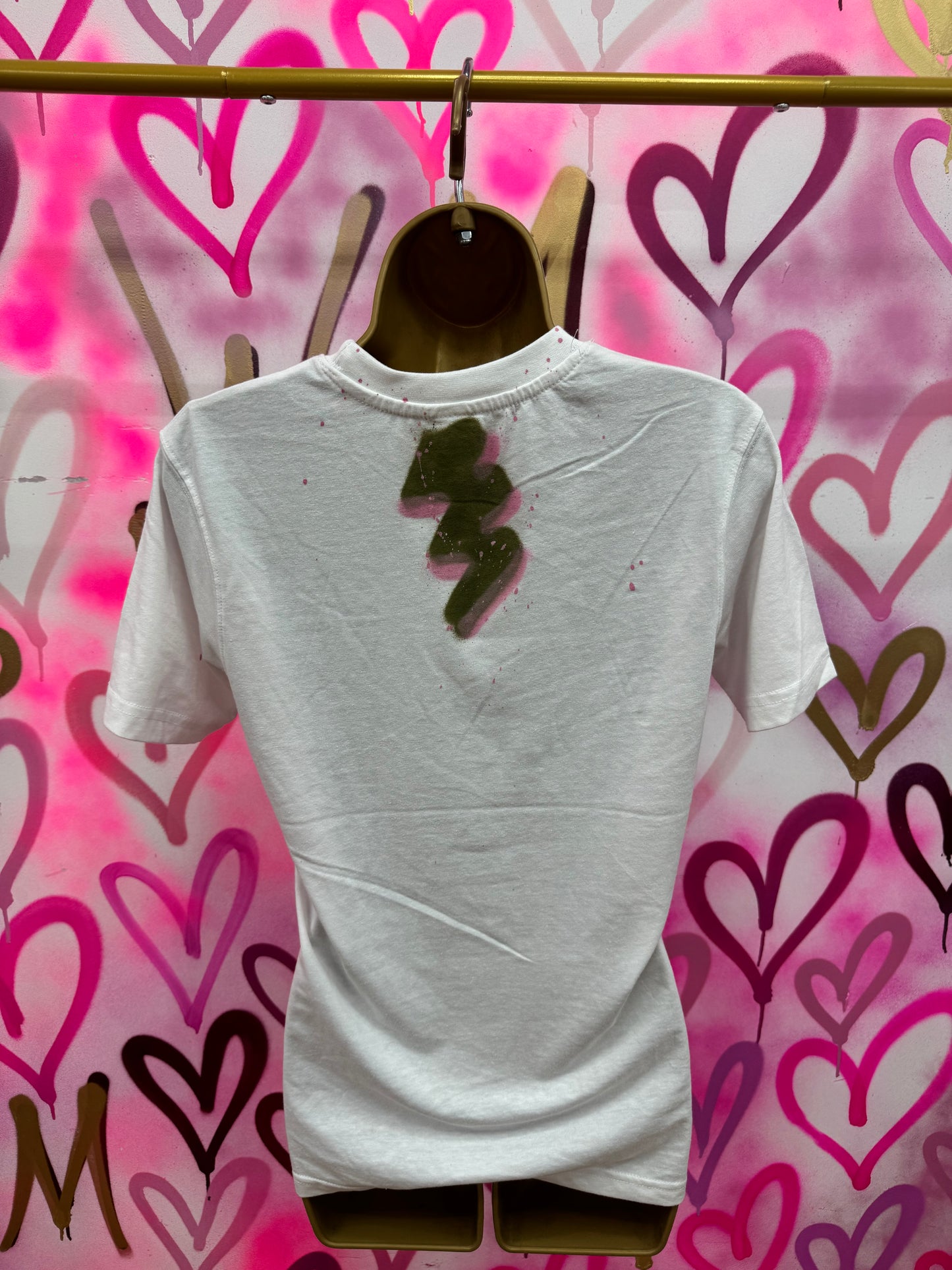 Dion “Baby Pink & Khaki” - White T-Shirt