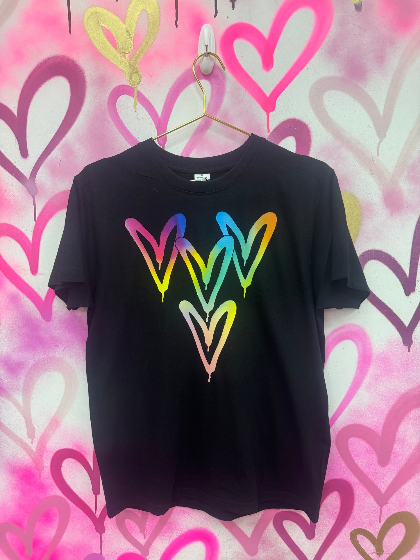 Love Hearts “Rainbow Gradient” - Black T-Shirt