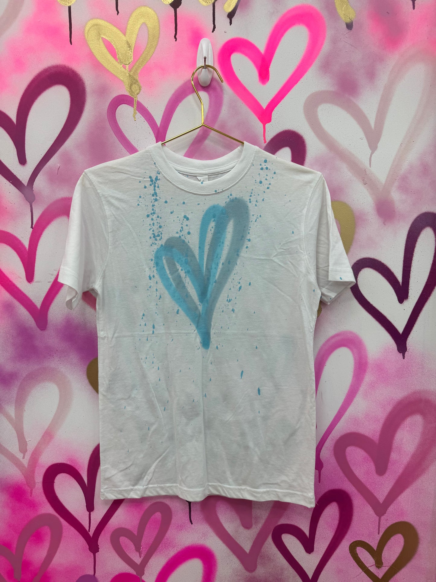 Love Hearts “Baby Blue” - White T-Shirt