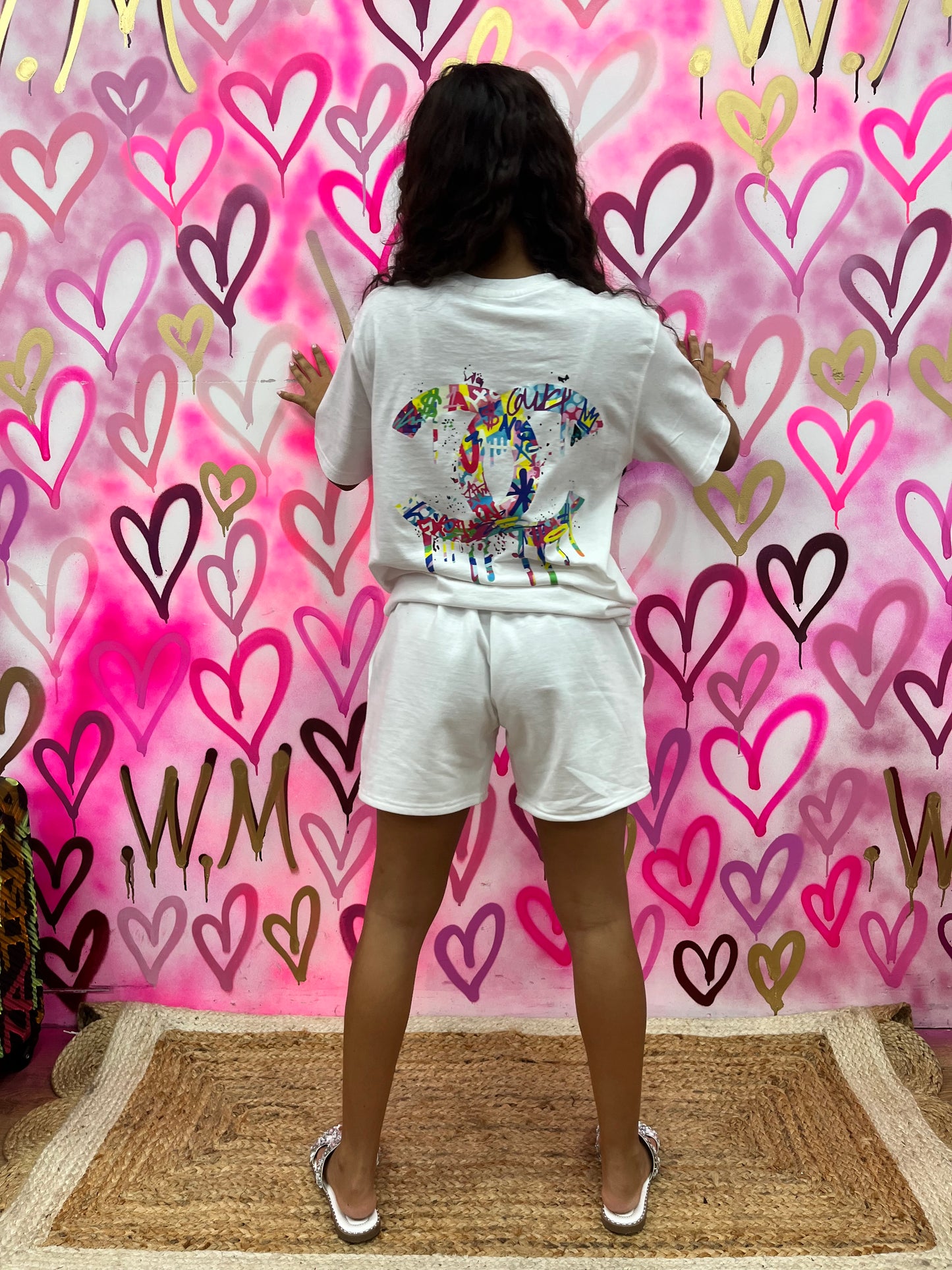 Drip City “Multicoloured” White T-shirt Shorts Set