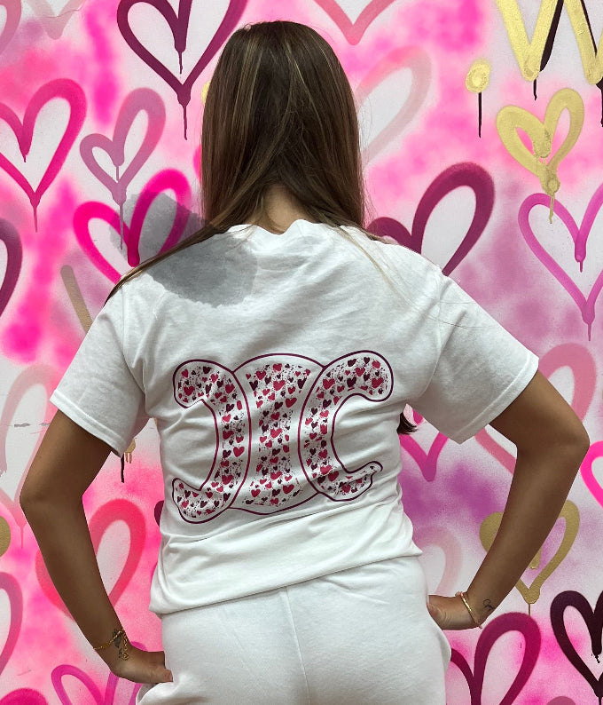 Lola “Pink Hearts” White T-Shirt