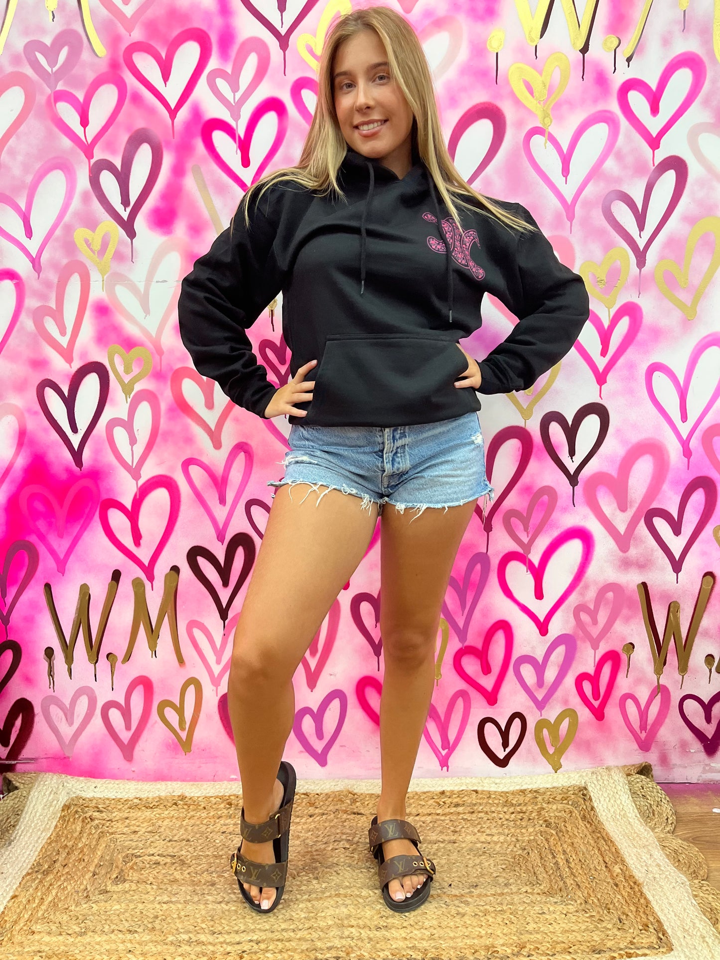 CiCi “Pink Hearts” Black Hoodie