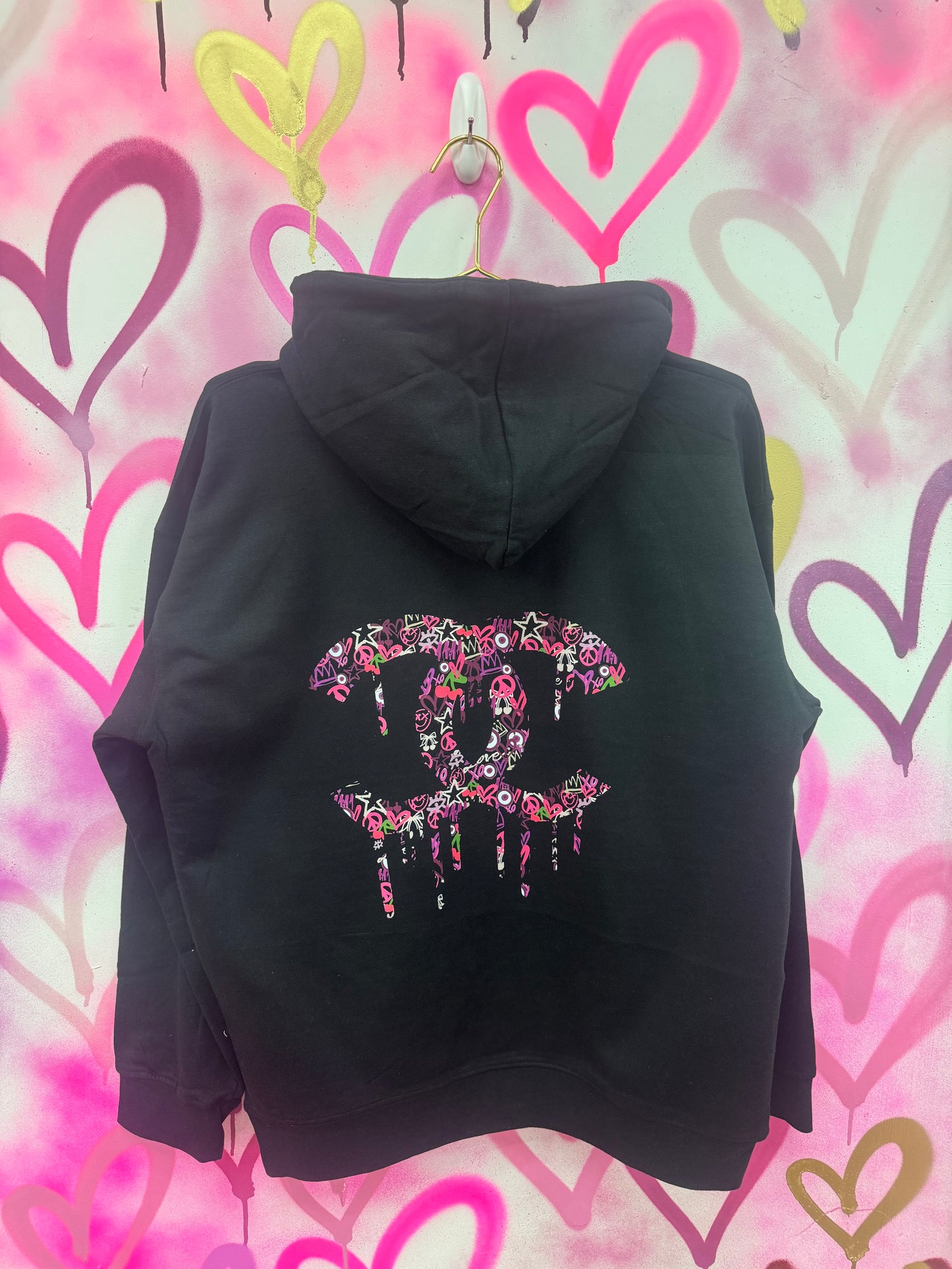 Drip City “Pink Collage” - Black Hoodie