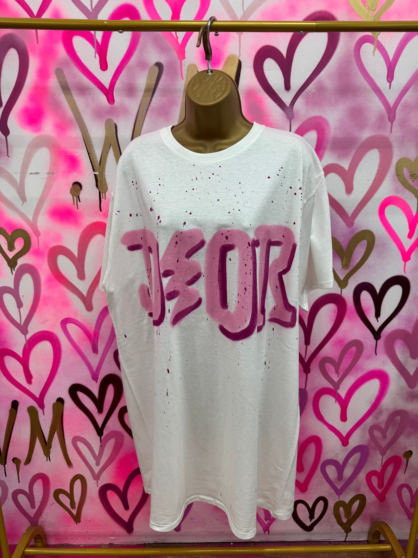 Dion “Raspberry Pink” - White T-Shirt