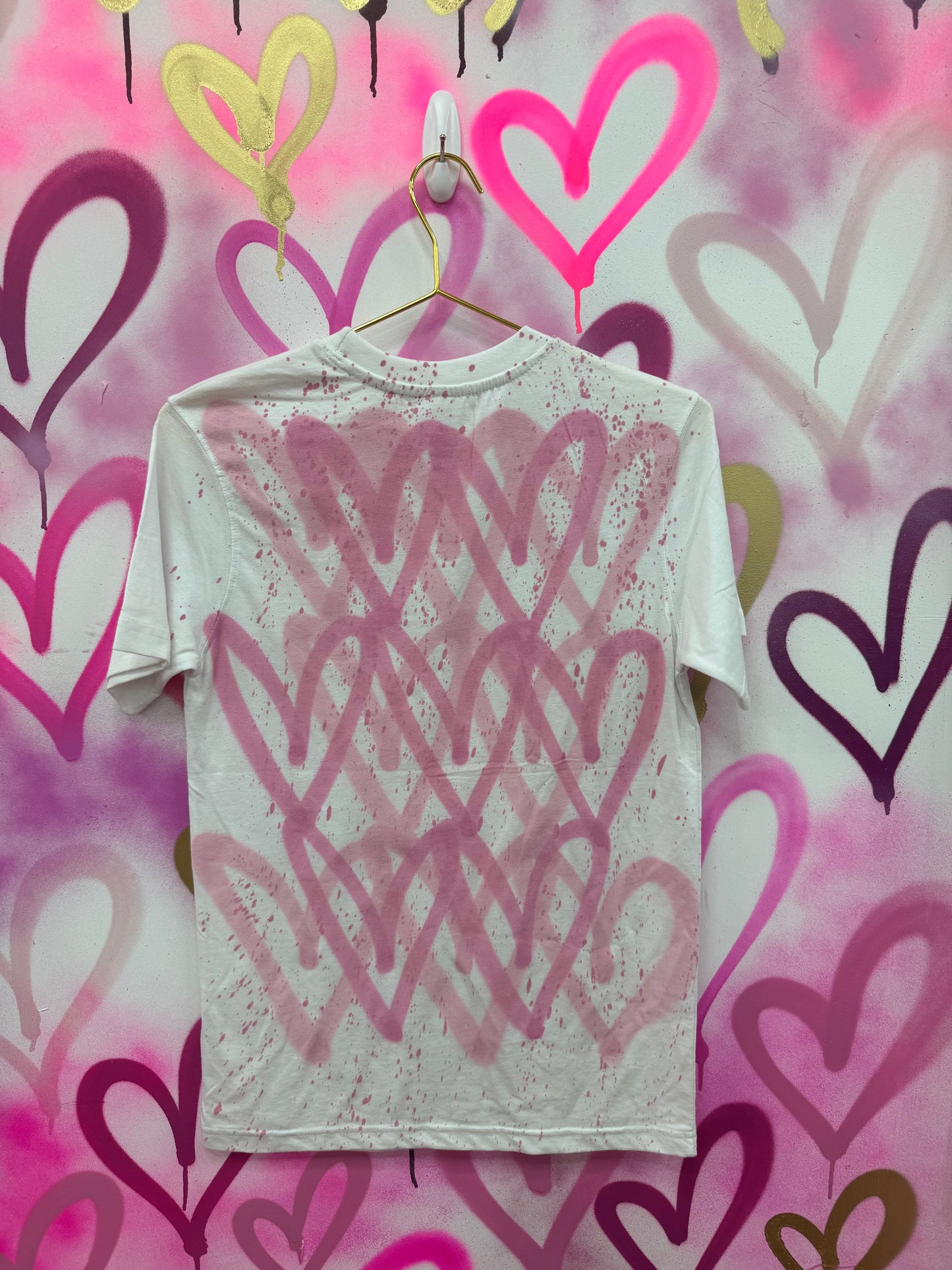 Love Hearts “Baby Pink” - White T-Shirt