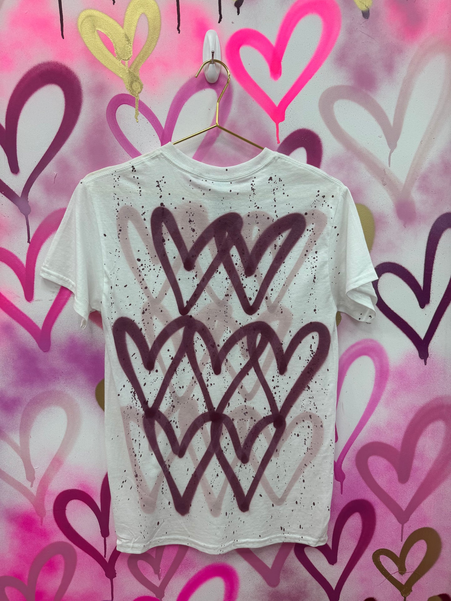 Love Hearts “Burgundy” - White T-Shirt