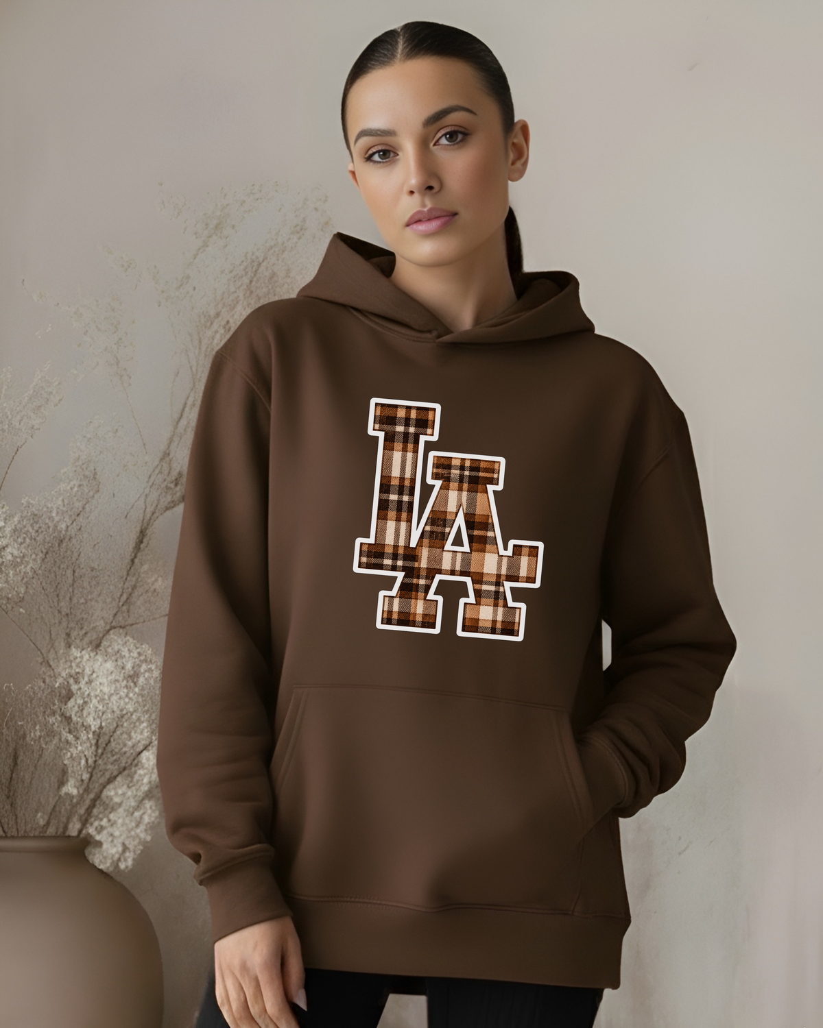LA Plaid Oversized Hoodie