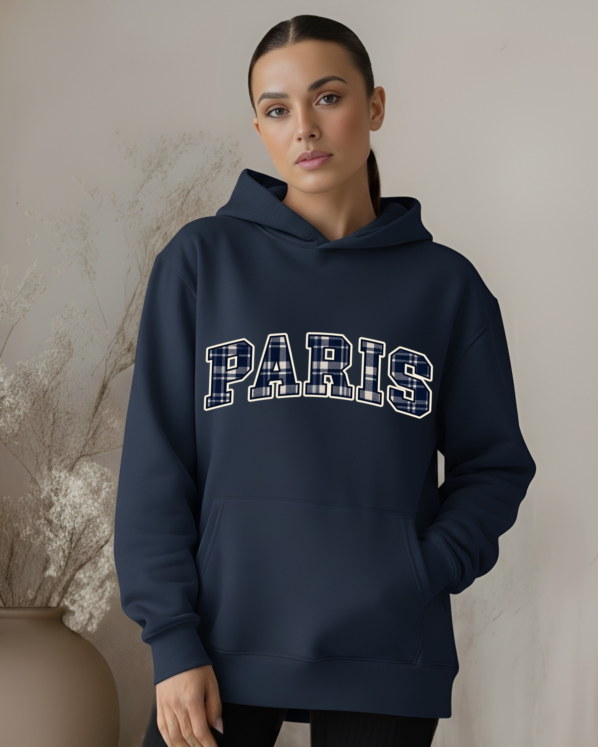 Paris Plaid Oversized Hoodie