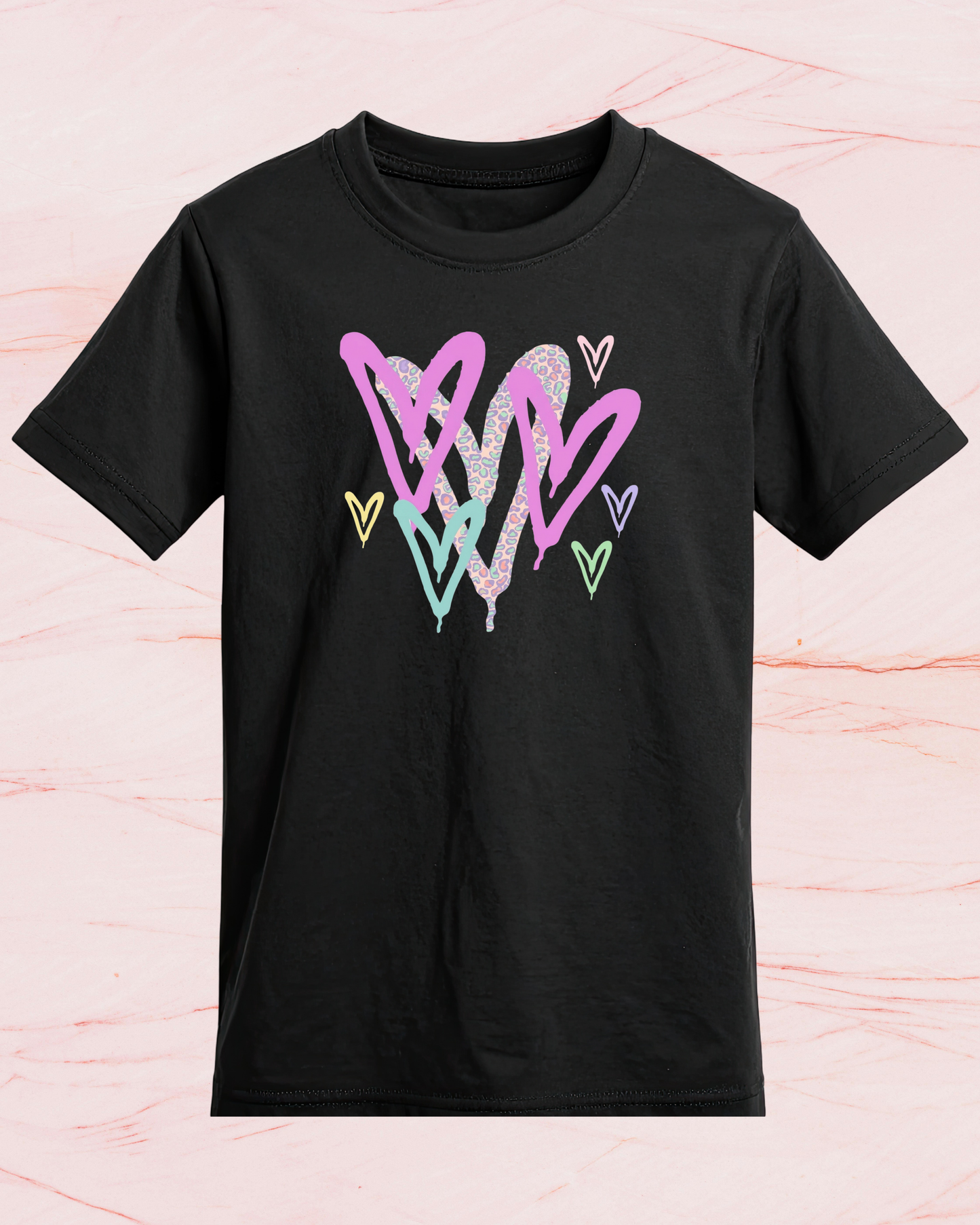 MW Pastel Leopard Hearts - Print T-shirt (Copy)