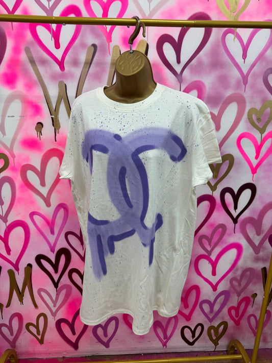 Drip City “Purple” - Cream T-Shirt Dress