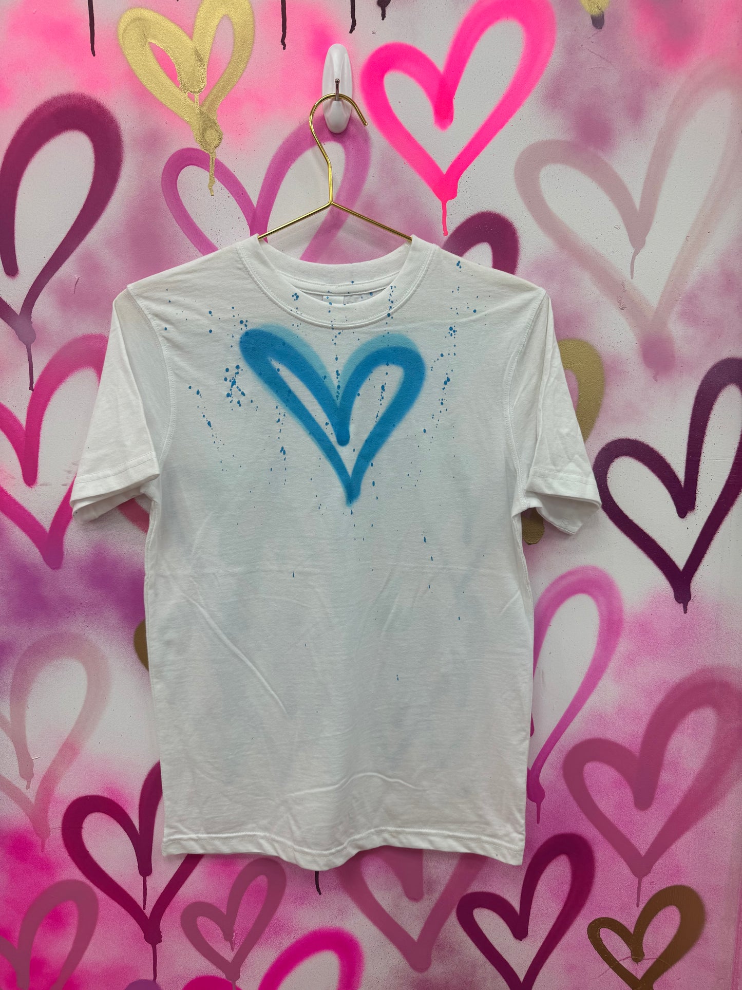 Love Hearts “Sky Blue” - White T-Shirt