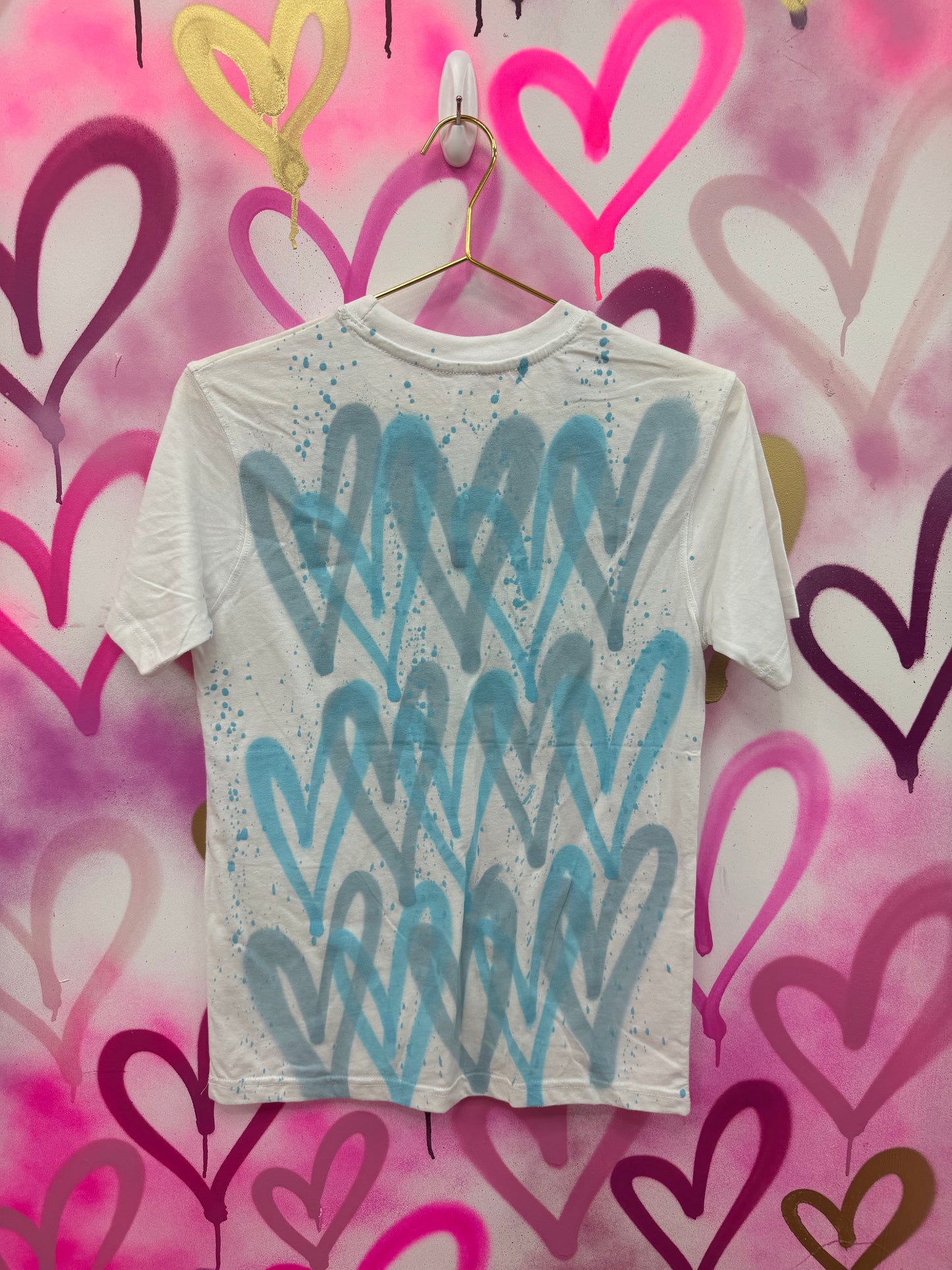 Love Hearts “Baby Blue” - White T-Shirt