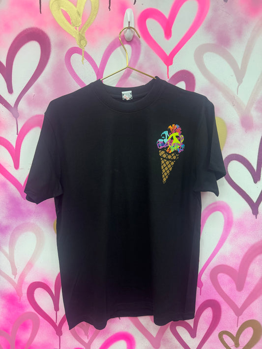 Ice Cream “Rainbow Collage” - Black T-Shirt