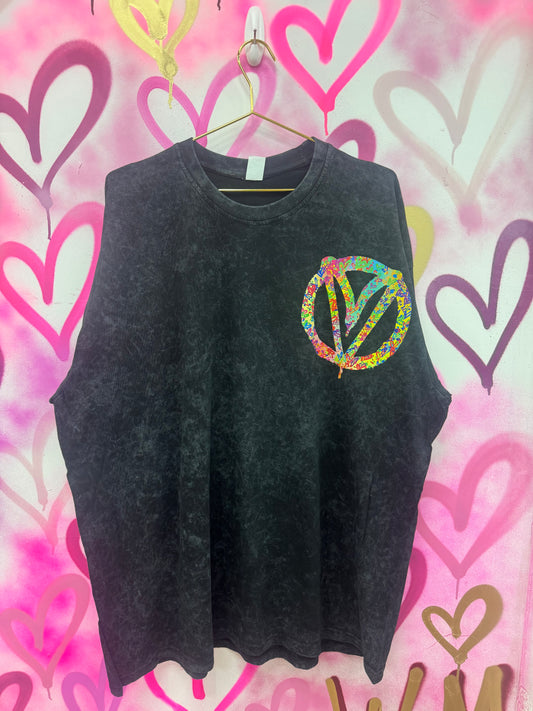 Peace & Love “Rainbow Hearts” - Acid Wash T-Shirt