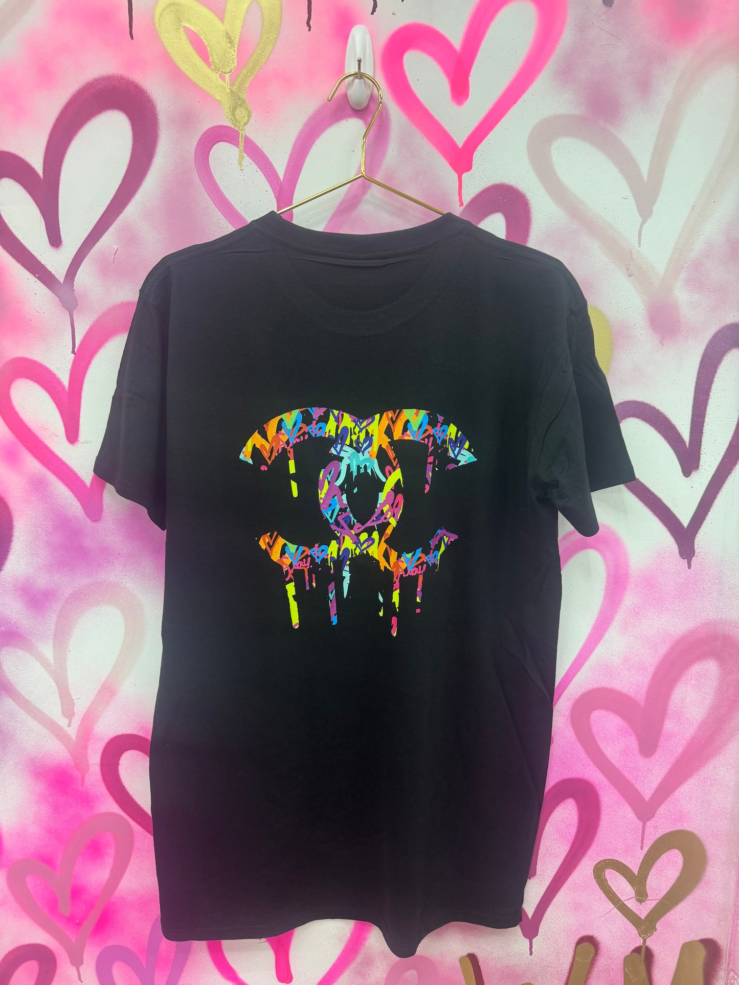 Drip City “Rainbow Collage” - Black T-Shirt Dress
