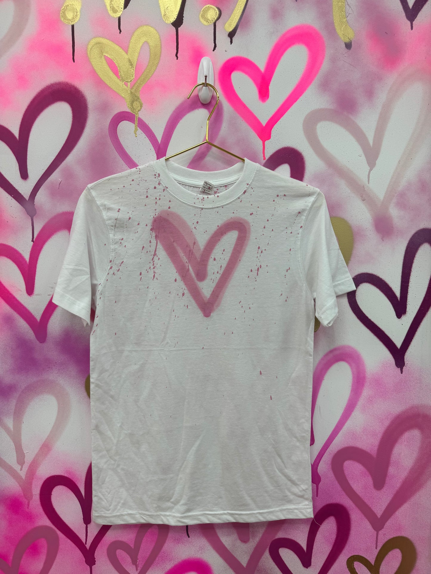 Love Hearts “Baby Pink” - White T-Shirt