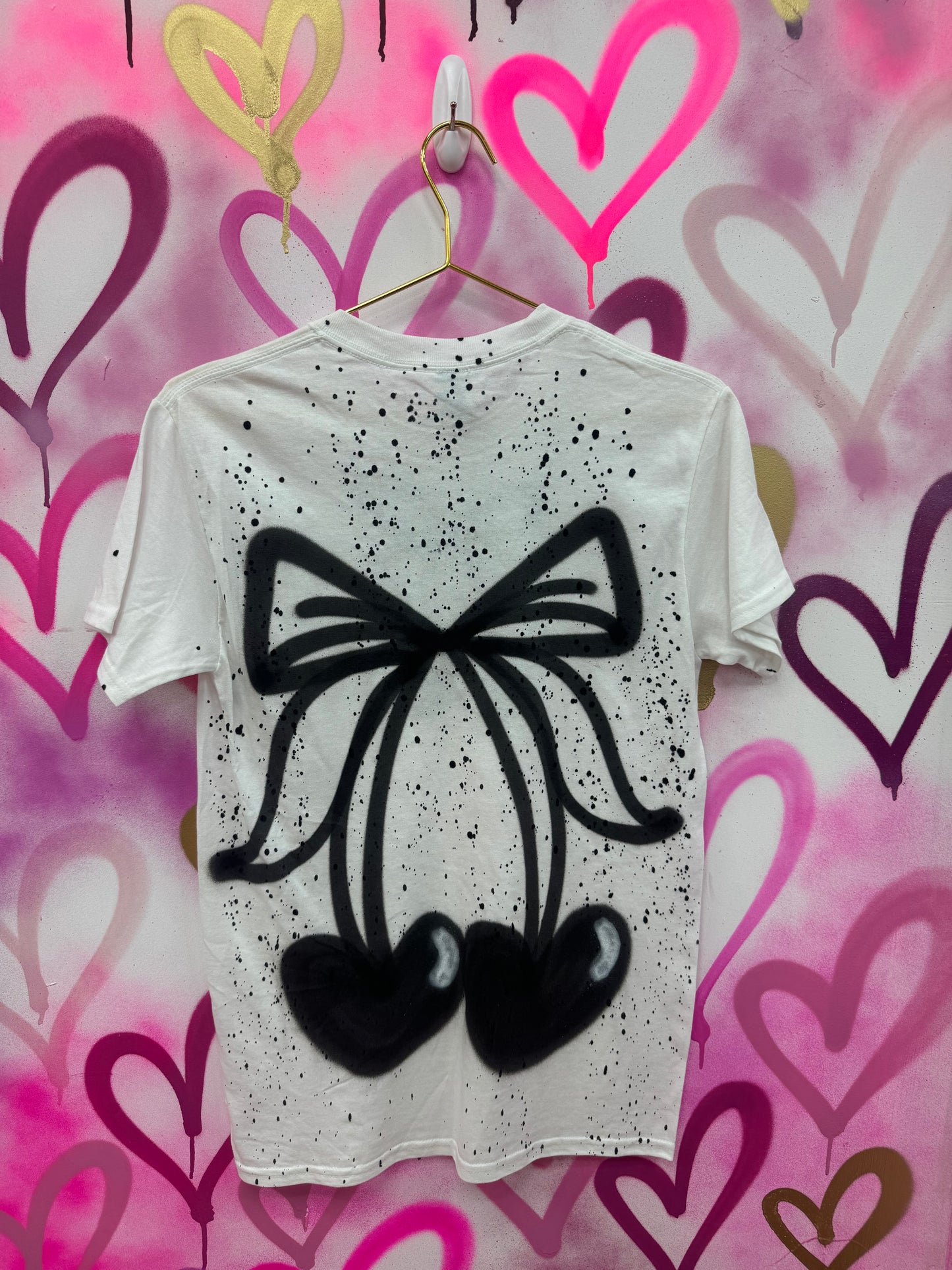 Cherry Bow “Black” - White T-Shirt