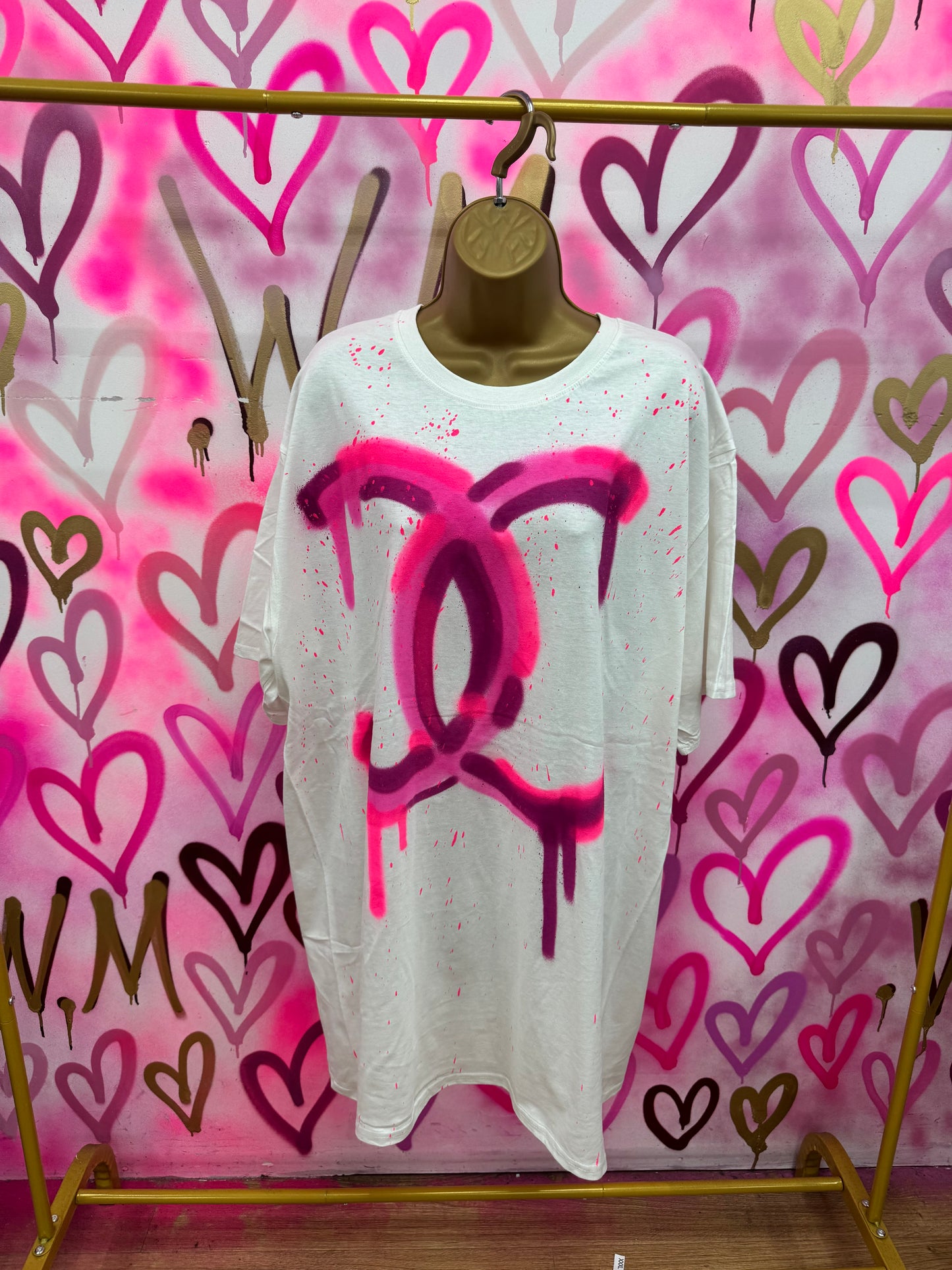 Drip City “Raspberry & Neon Pink” - White T-Shirt
