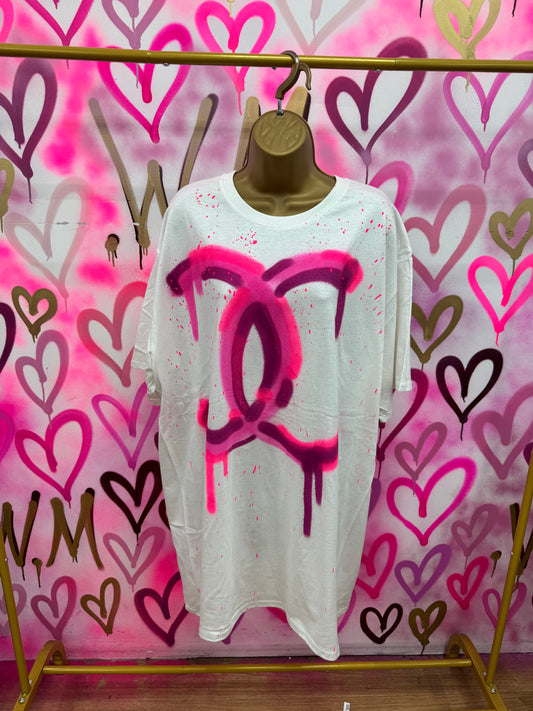 Drip City “Raspberry & Neon Pink” - White T-Shirt