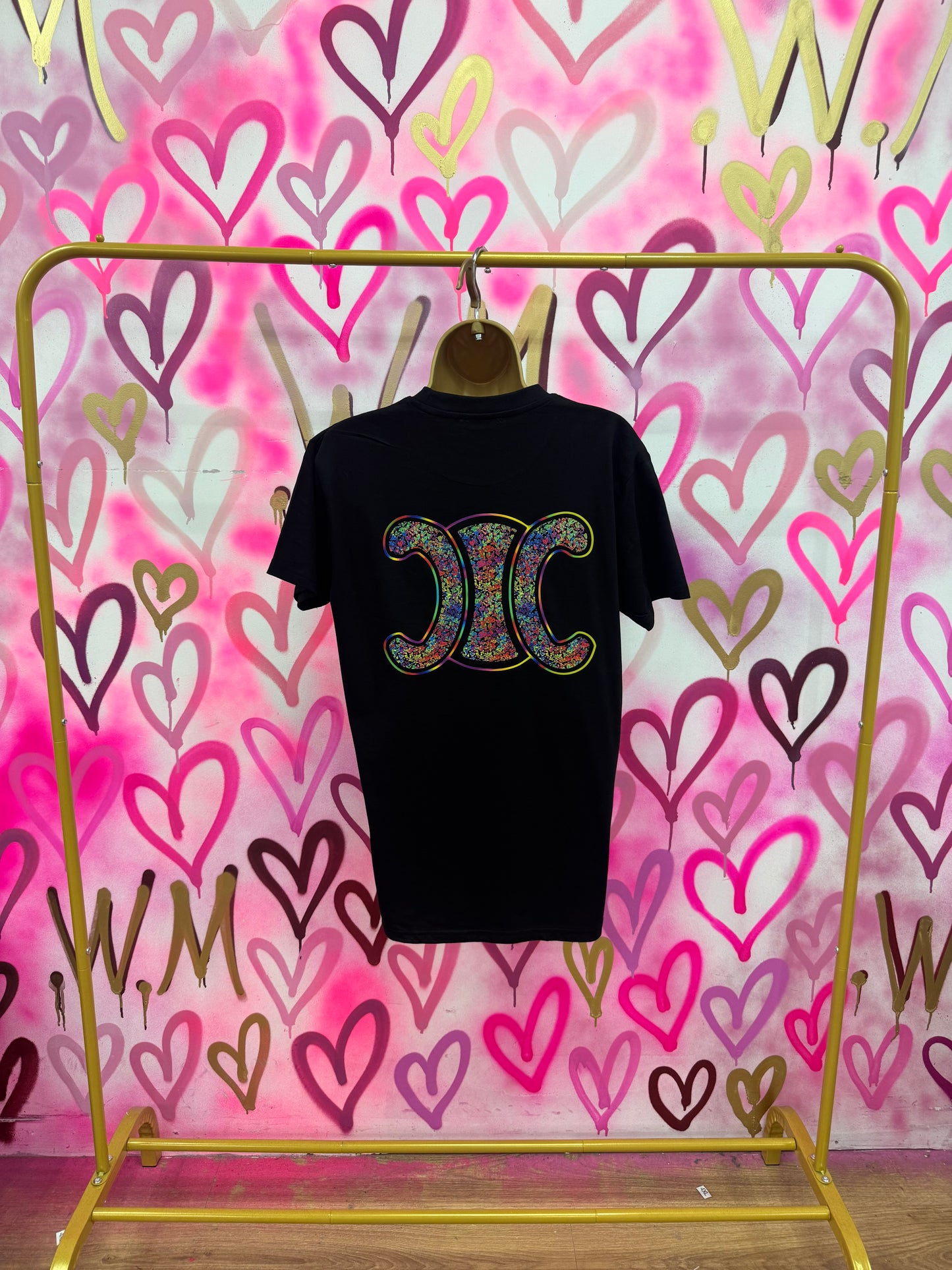 CiCi “Rainbow Hearts” Black T-Shirt