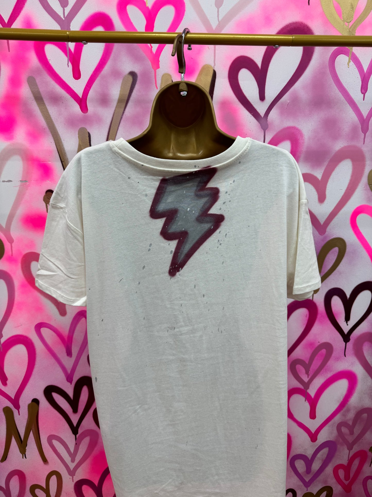 Orb “Burgundy & Silver” - Cream T-Shirt Dress