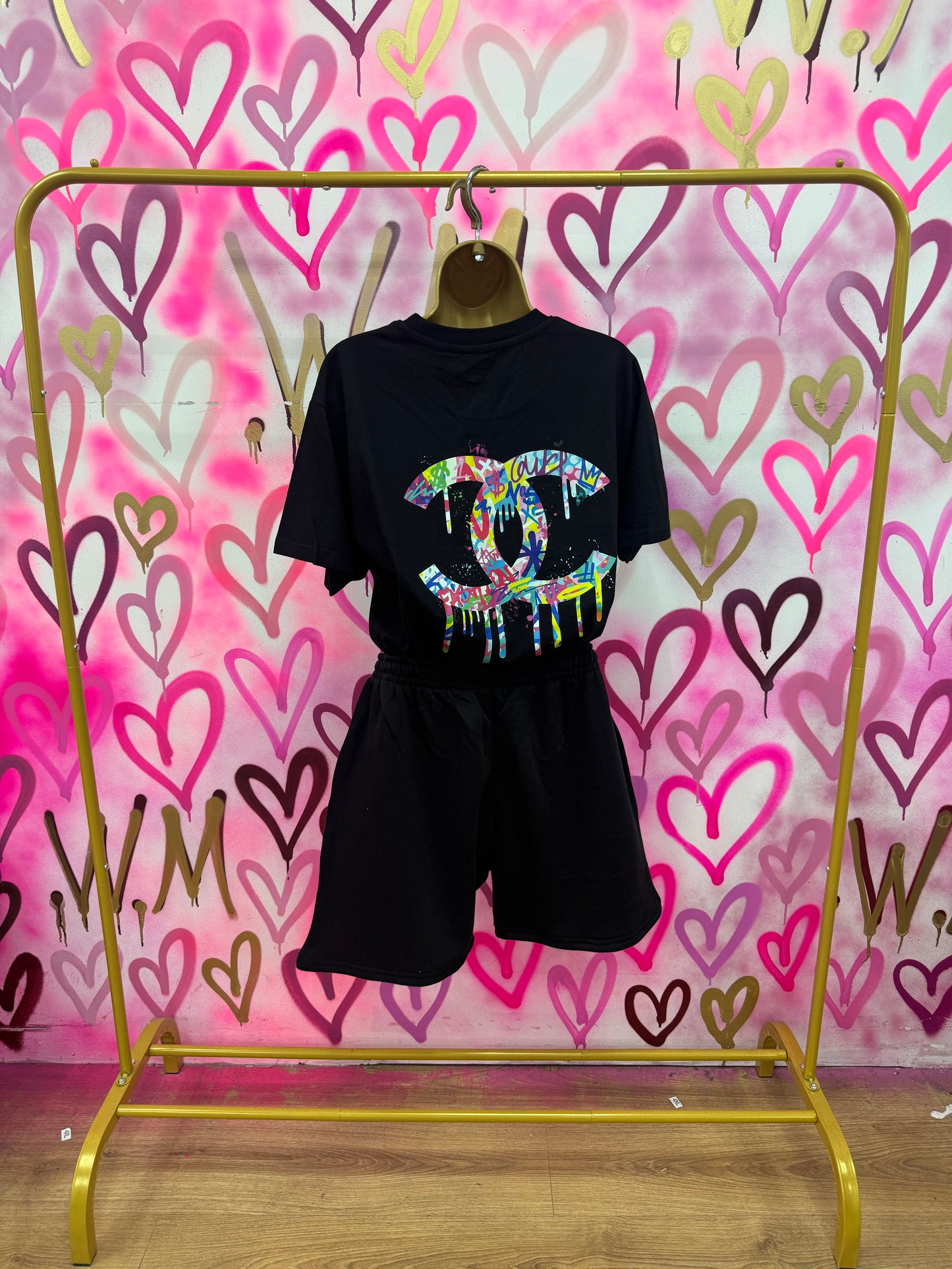 Drip City “Multicoloured” Black Short Set