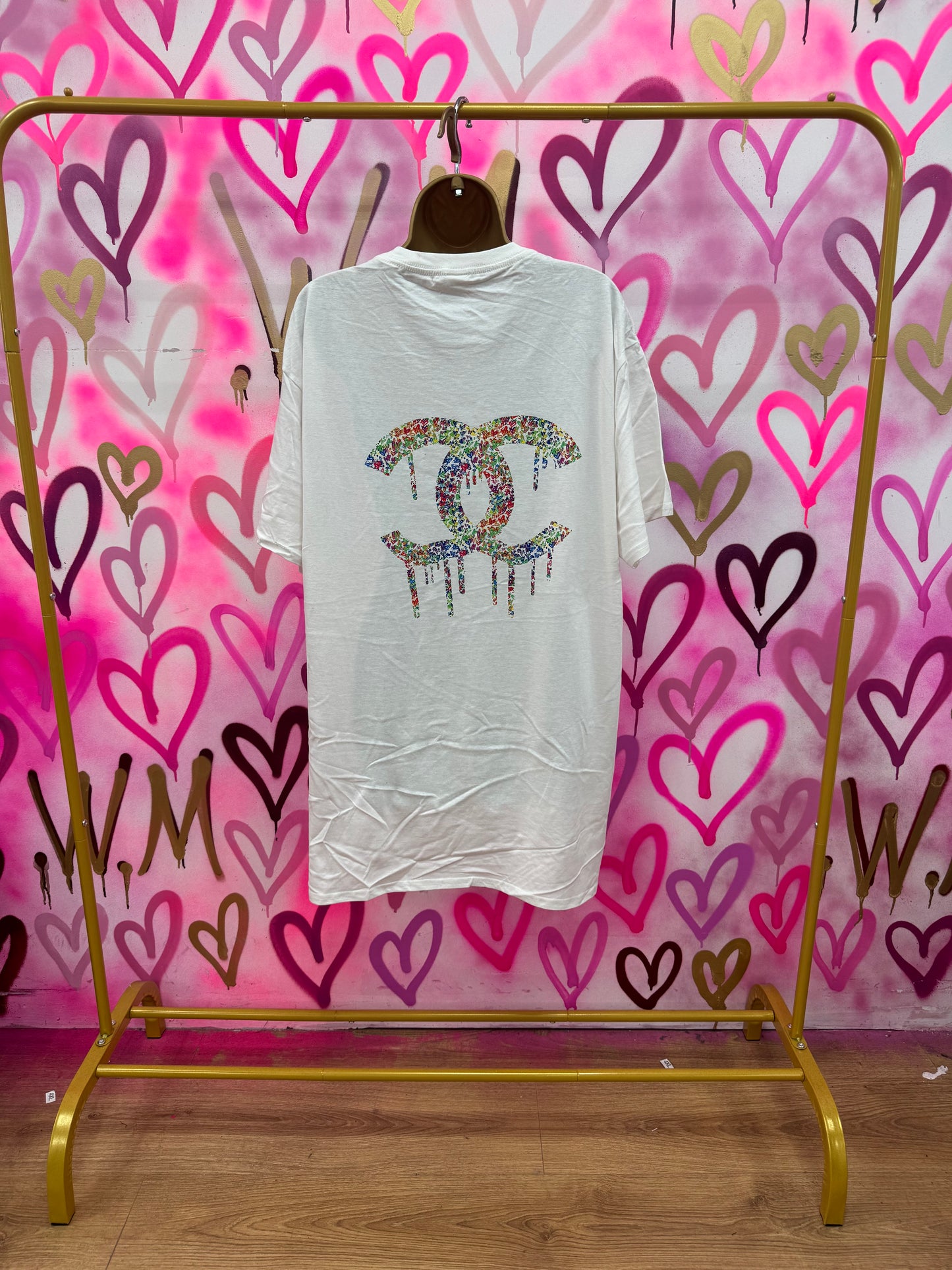 Drip City “Rainbow Hearts” White T-Shirt