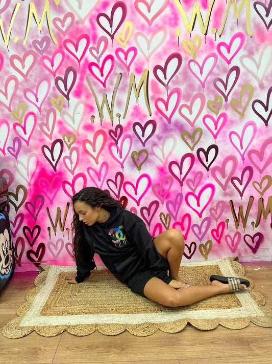 Drip City “Rainbow Hearts” Black Hoodie