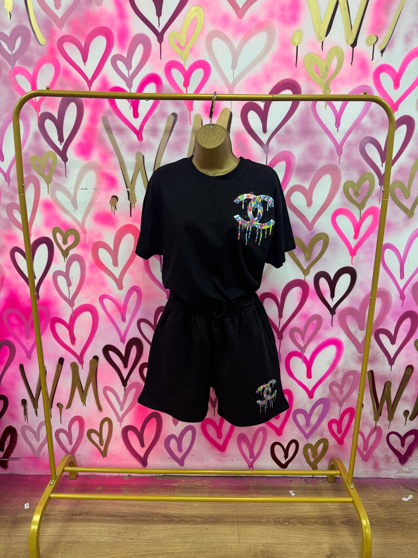 Drip City “Multicoloured” Black Short Set