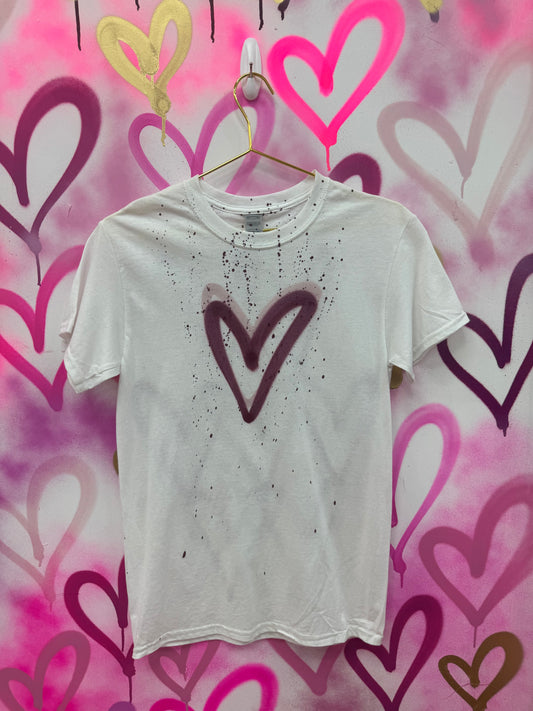 Love Hearts “Burgundy” - White T-Shirt