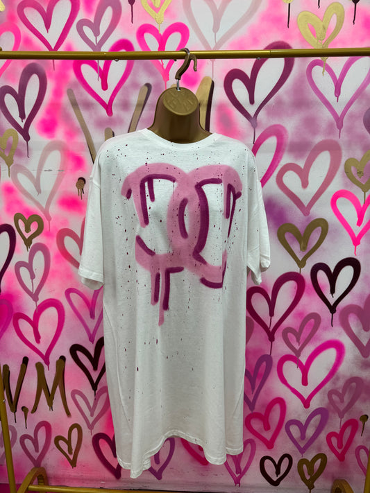 Drip City “Raspberry Pink” - White T-Shirt