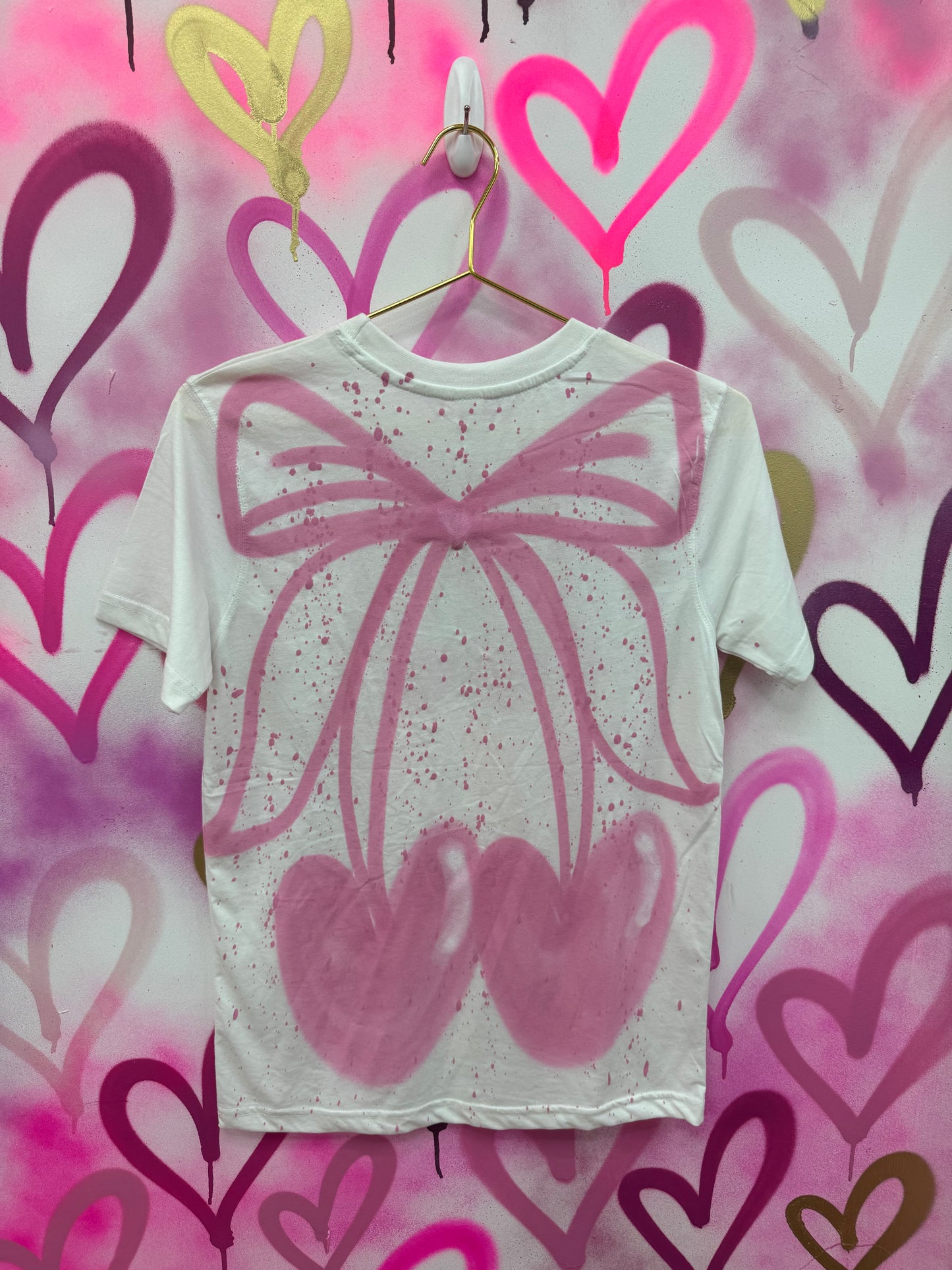 Cherry Bow “Baby Pink” - White T-Shirt