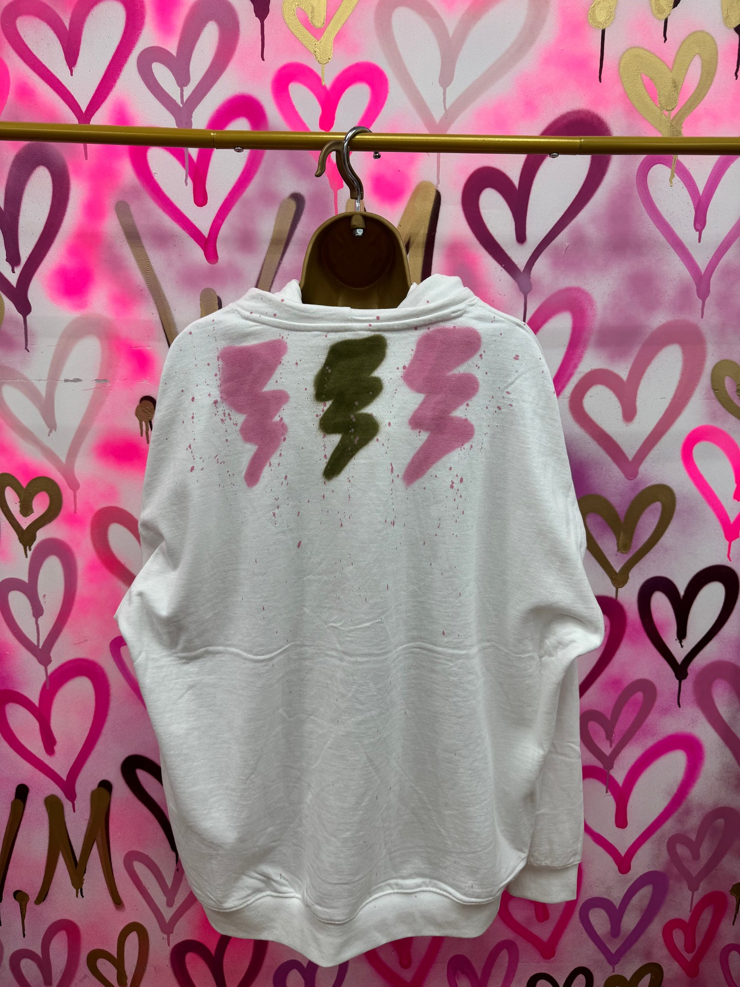 Dion “Baby Pink & Khaki” - White Hoodie