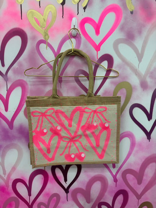 Cherry Bow “Neon Pink” - Beach Bag