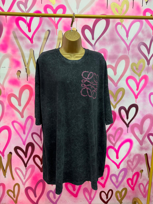 Lola “Pink Hearts” - Acid Wash T-Shirt