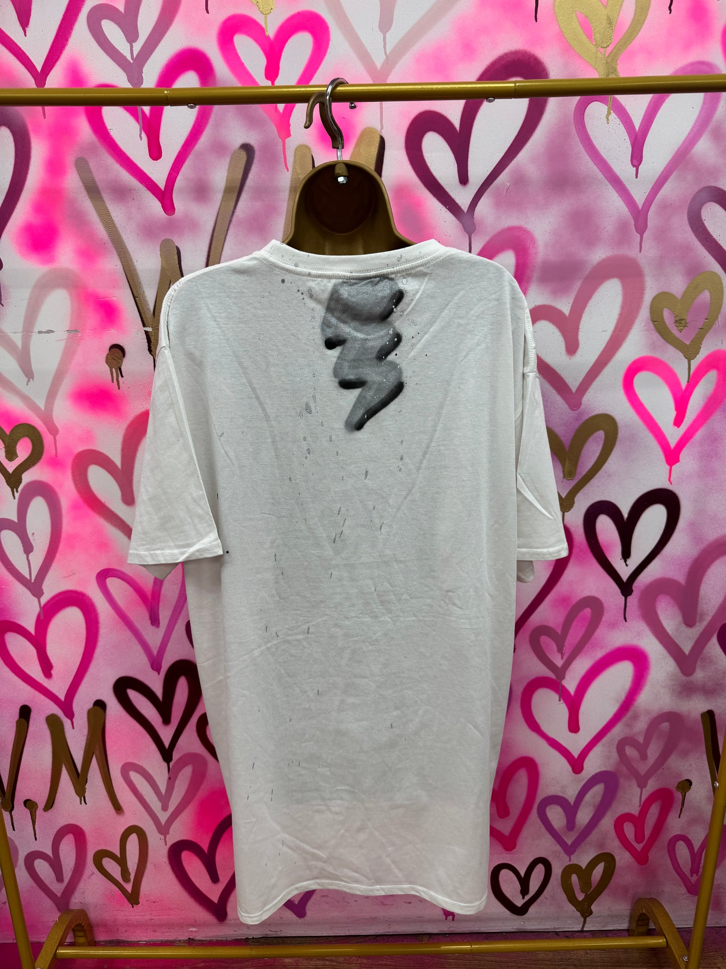 Dion “Silver & Black” - White T-Shirt Dress