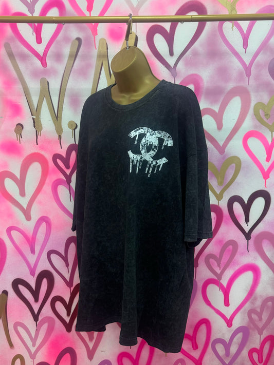 Drip City “White Floral” - Acid Wash T-Shirt