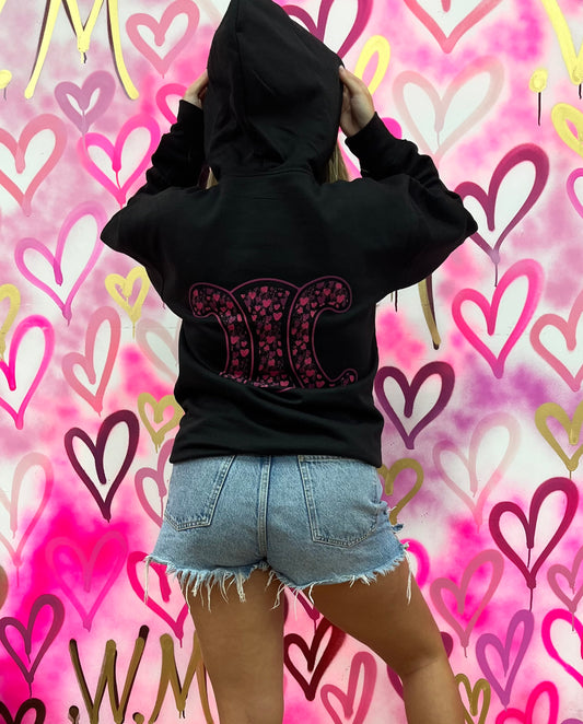 CiCi “Pink Hearts” Black Hoodie