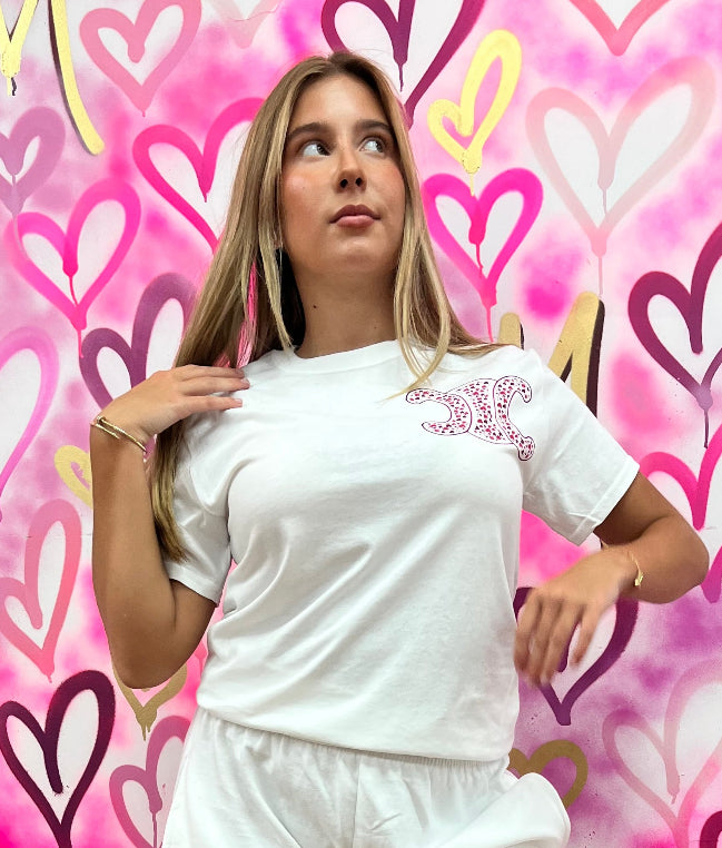 Lola “Pink Hearts” White T-Shirt
