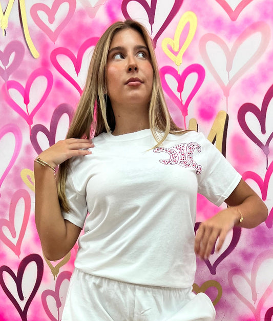 Lola “Pink Hearts” White T-Shirt
