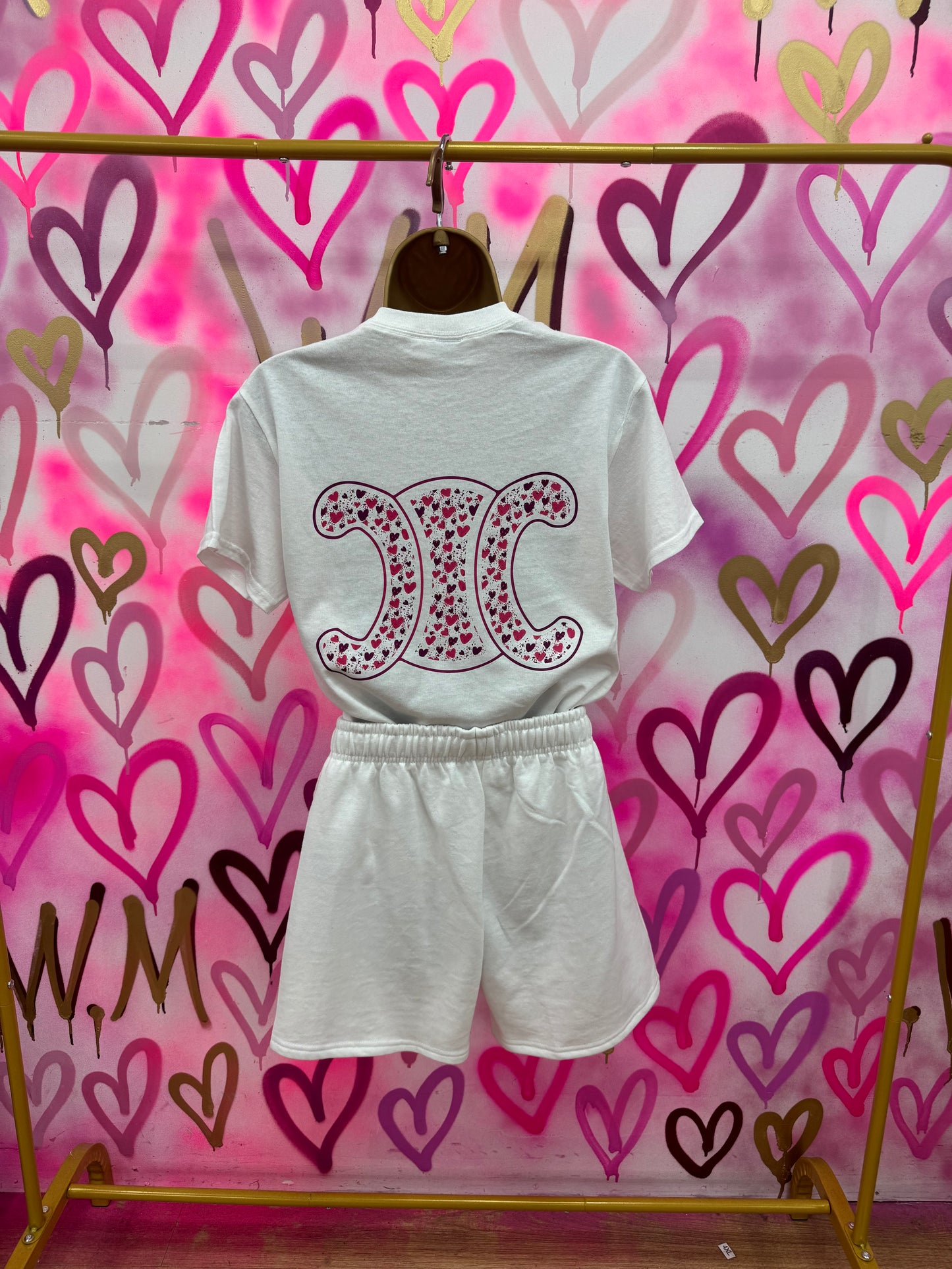 CiCi “Pink Hearts” White T-Shirt Set