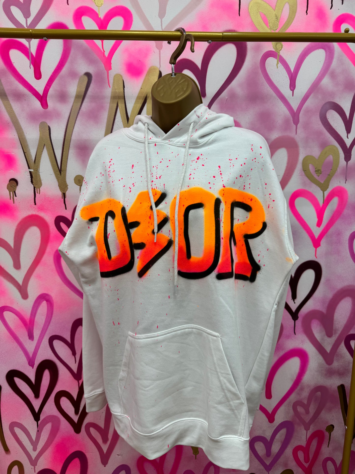Dion “Neon Pink & Orange” - White Hoodie