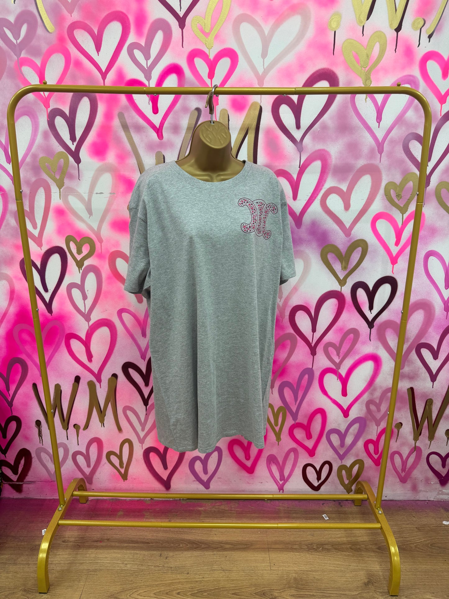CiCi “Pink Hearts” Grey T-Shirt