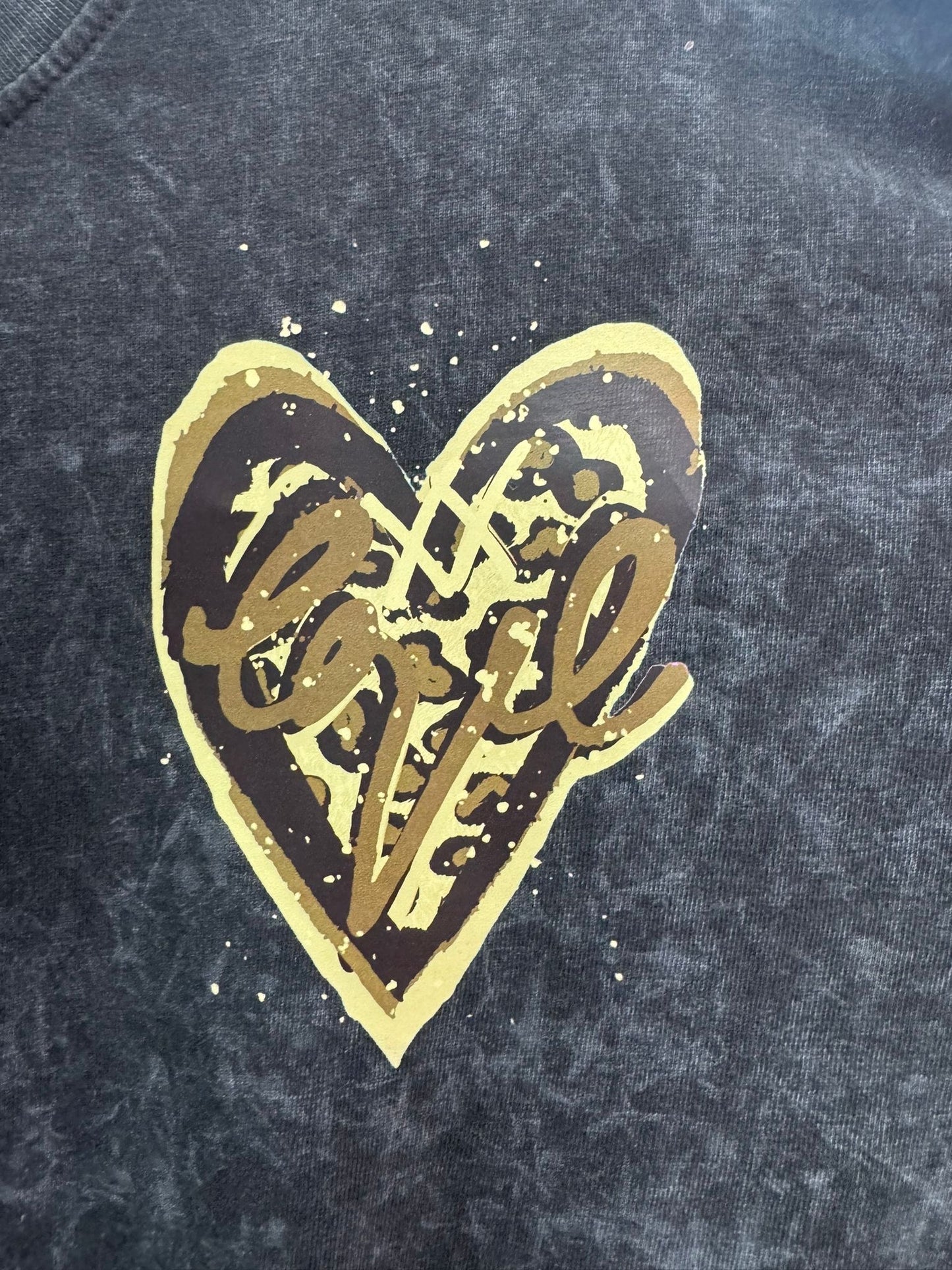 Love Heart “Leopard Print” Acid Wash T-Shirt Short Set